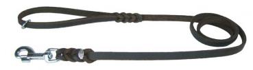 Lederleine geflochten 12mm 130cm schwarz m. Schlaufe Chrom