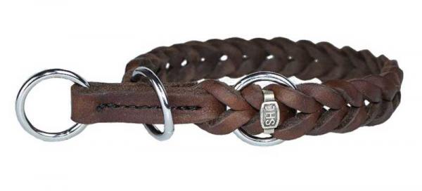 Halsband Leder geflochten schwarz 20mm 60cm mit Stop Chrom
