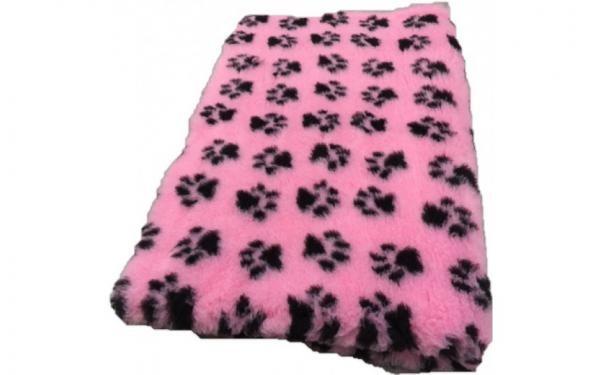 Hundedecke (Vet Bed) 150 x 100cm rosa mit Pfoten schwarz