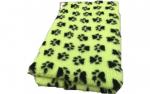 Hundedecke (Vet Bed)  100 x 75cm lime mit Pfoten schwarz