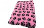 Hundedecke (Vet Bed)  100 x 75cm rosa mit Pfoten schwarz